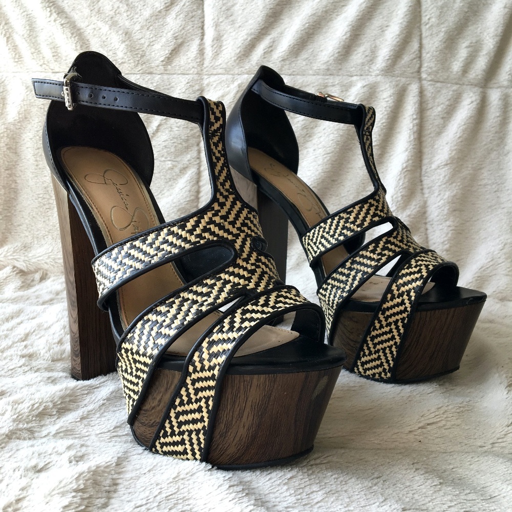 Wood Block Platform Heels Woven by Jessica Simpson